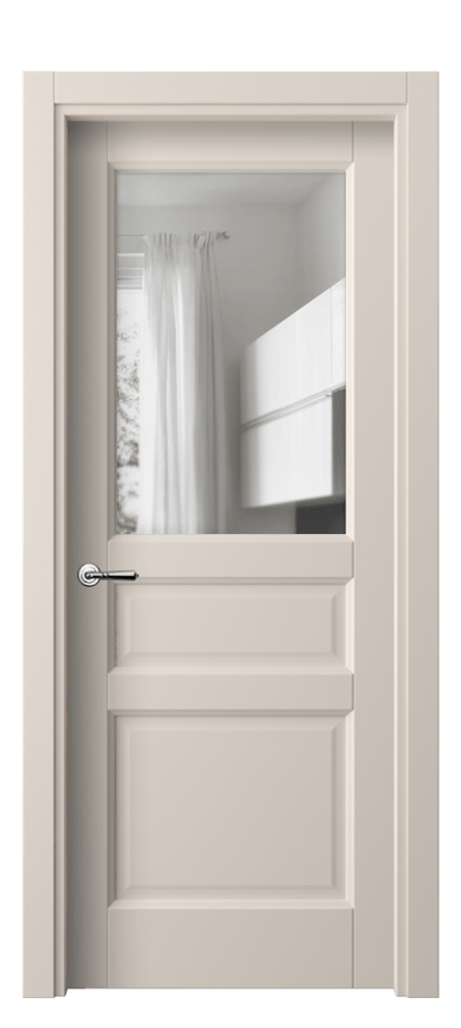 Межкомнатная дверь Галант 1432 ПЭТ пудровый бежевый Прозрачное стекло Цена 29259 ₽ | Volhovec