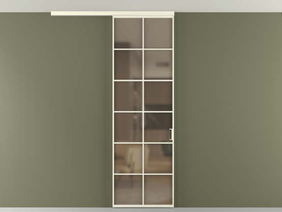 Алюминевая перегородка АЛПР 040.05_АМБ_Бронза сатин триплекс_new. Цвет Алюминий молочно-белый. Материал Алюминий в эмали. Коллекция Перегородка Формато вдоль стены на потолок 1 створка. Картинка.