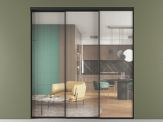 Перегородка Формато внутри проёма 3 створки с синхронным механизмом